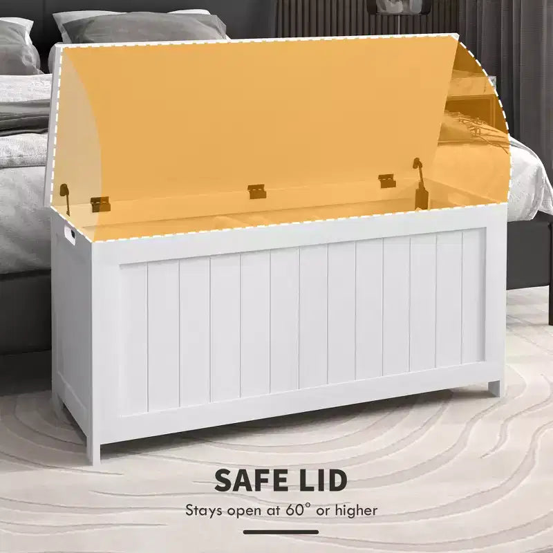 39.4 Storage Trunk w/ 2 Safety Hingesen Storage Bench w/ Side Handles, Storage Chest for Playroom