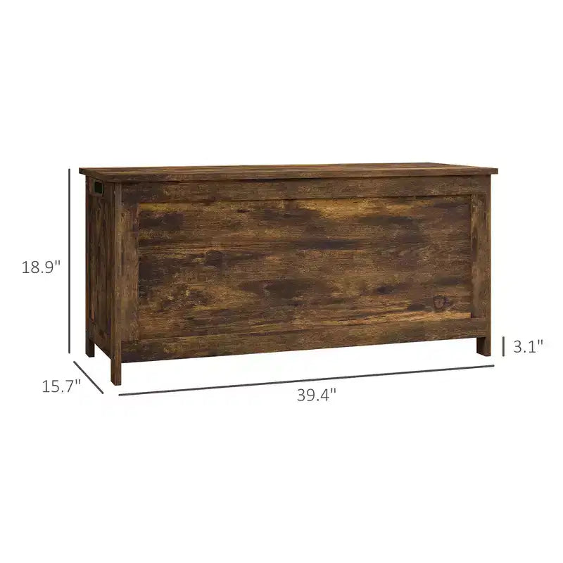 39.4 Storage Trunk w/ 2 Safety Hingesen Storage Bench w/ Side Handles, Storage Chest for Playroom