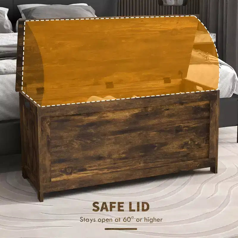 39.4 Storage Trunk w/ 2 Safety Hingesen Storage Bench w/ Side Handles, Storage Chest for Playroom