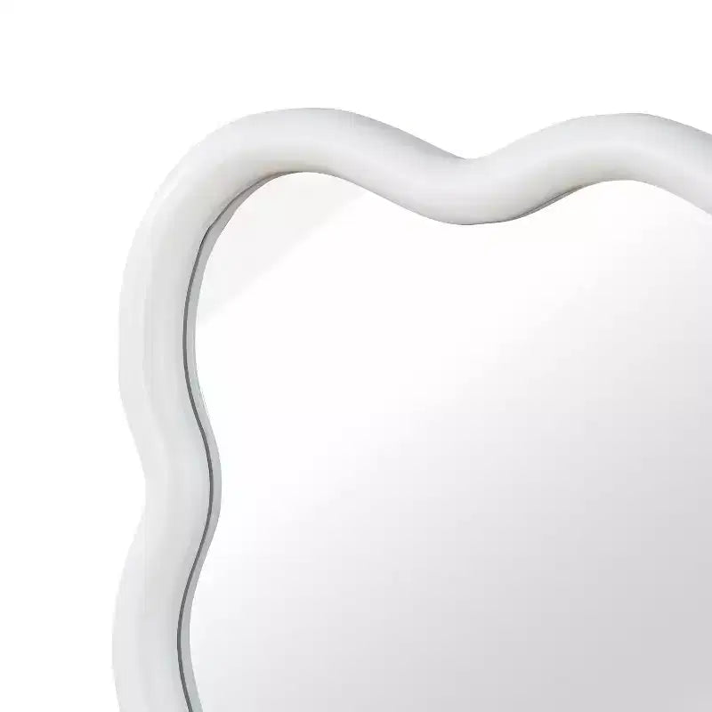 24 x 36 Wavy Rectangle Solid Wood Frame Decorative Mirror Modern Farmhouse Wall Mirror For Bedroom Bathroom Living Room Entryway White
