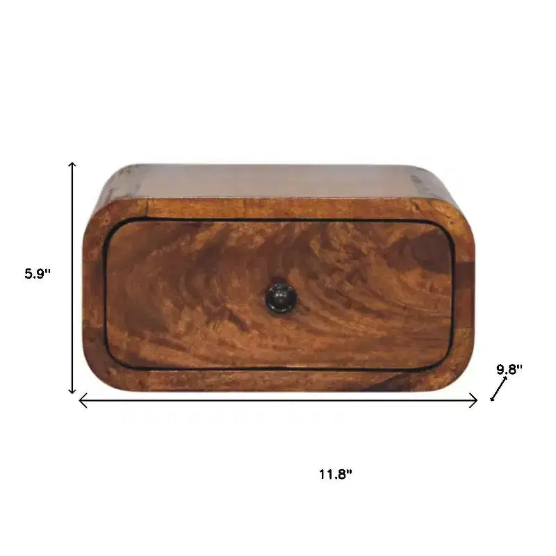 12 Chestnut Solid Wood One Drawer Floating Nightstand