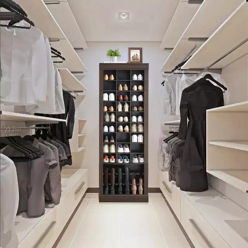 10-Tier Shoe Storage Cabinet Tall Wooden Shoe Rack Freestanding Shoe Storage Unit Ideal for entryways and living rooms