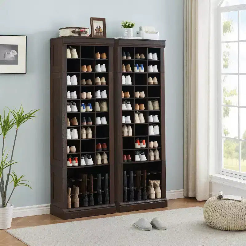 10-Tier Shoe Storage Cabinet Tall Wooden Shoe Rack Freestanding Shoe Storage Unit Ideal for entryways and living rooms