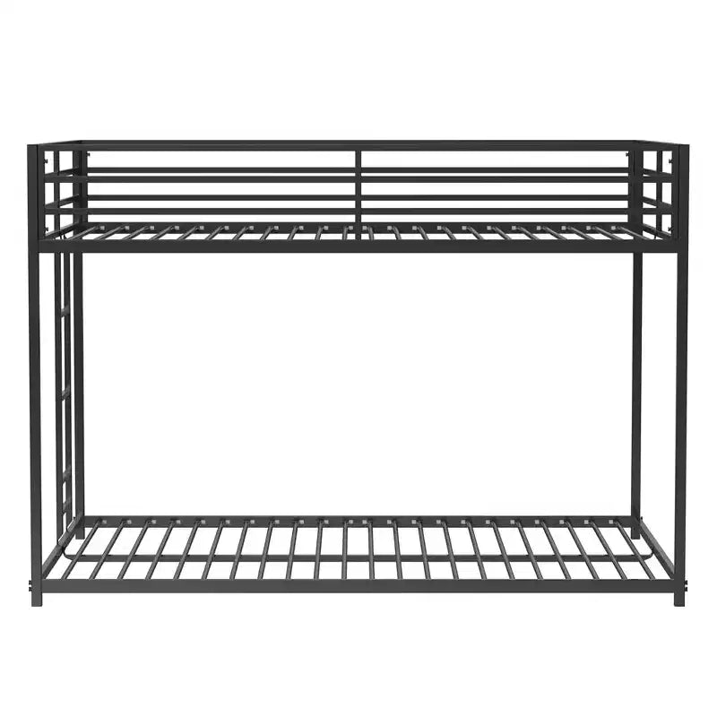 Full over Full Metal Bunk Bed with Ladder, Easy Climbing with Adjustable Ladder, Metal Slats Supports, No Box Spring Needed