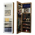 Wall Door Mounted Jewelry Cabinet with Lights, Lockable Jewelry Organizer Box, Hanging Jewelry Organizer with Large Storage Capacity