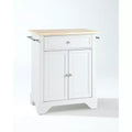 HomeStock Lafayette Wood Top Small Portable Rolling Kitchen Island Storage Cart, Microwave Stand, White
