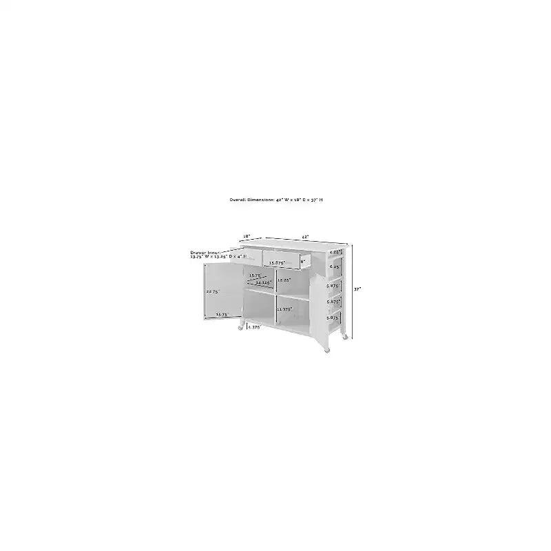 37 in.H Wood Kitchen Islands with 2 Doors and 2 Shelves