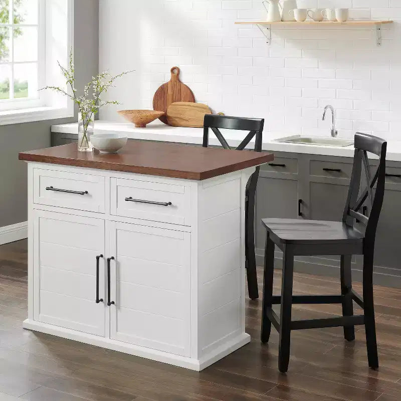 HomeStock 36 in.H Wood Kitchen Islands with 2 Doors and 2 Shelves