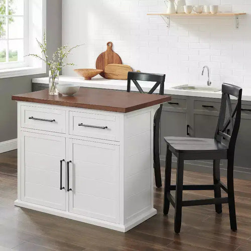 HomeStock 36 in.H Wood Kitchen Islands with 2 Doors and 2 Shelves