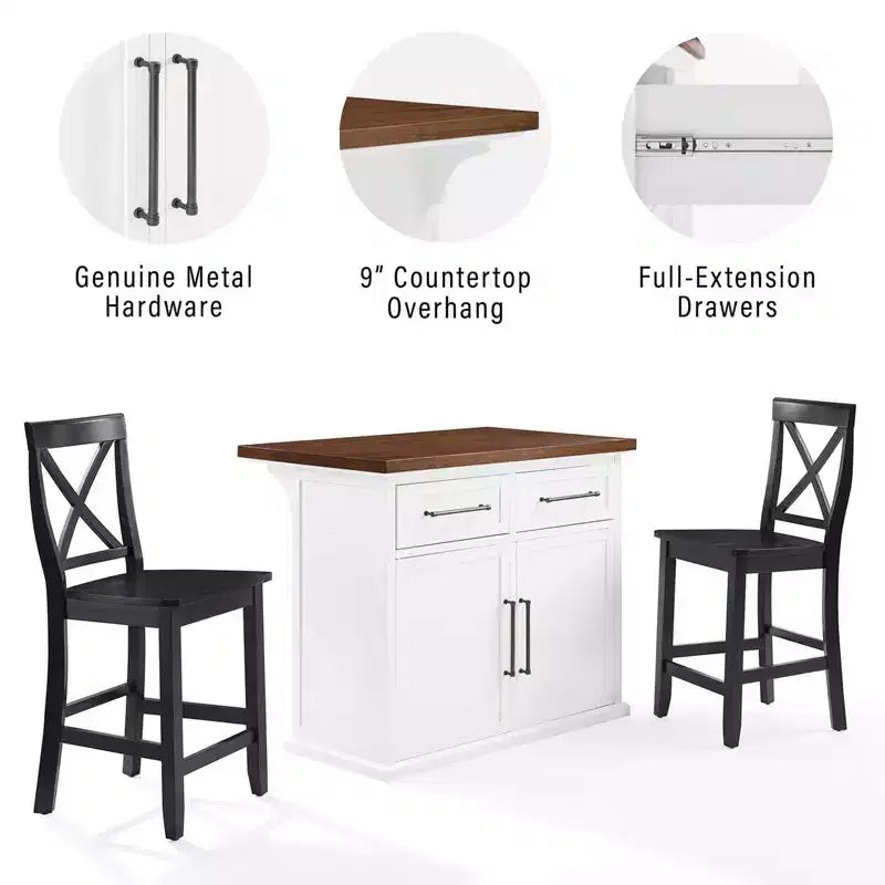 36 in.H Wood Kitchen Islands with 2 Doors and 2 Shelves