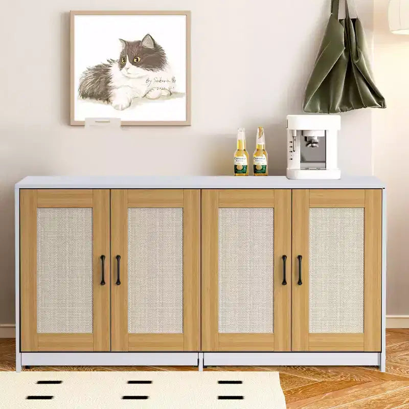 Double Litter Box Enclosure, Hidden Cat Litter Cabinet for Two Cats