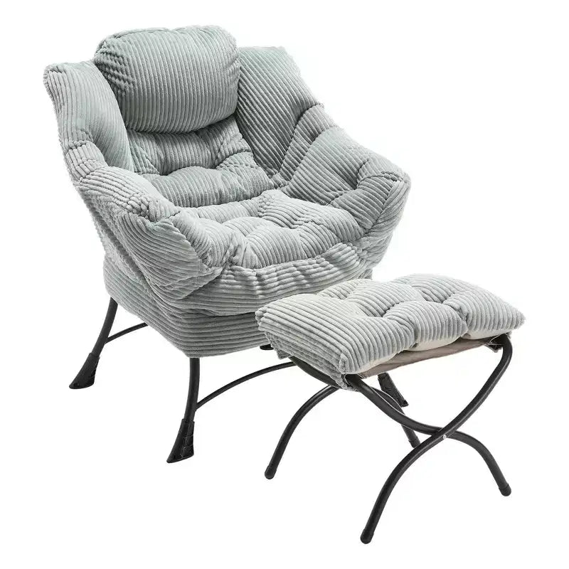 Lazy Chair with Ottoman, Modern Lounge Accent Chair with Armrests and a Side Pocket, Leisure Upholstered Sofa Chair Reading Chair with Footrest