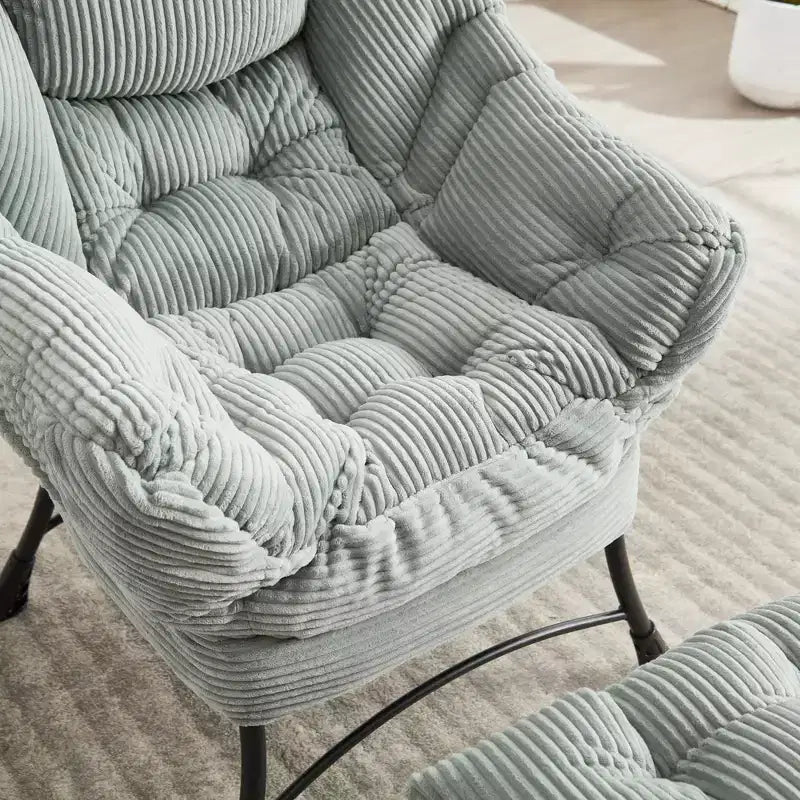 Lazy Chair with Ottoman, Modern Lounge Accent Chair with Armrests and a Side Pocket, Leisure Upholstered Sofa Chair Reading Chair with Footrest