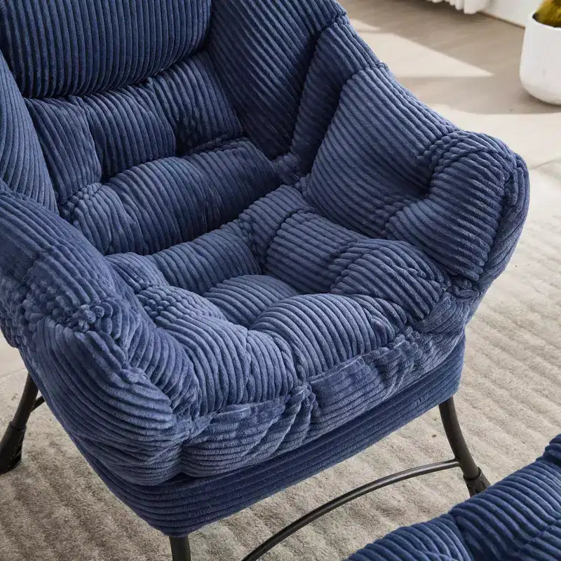 Lazy Chair with Ottoman, Modern Lounge Accent Chair with Armrests and a Side Pocket, Leisure Upholstered Sofa Chair Reading Chair with Footrest