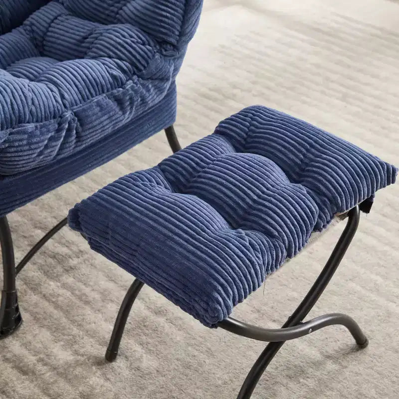 Lazy Chair with Ottoman, Modern Lounge Accent Chair with Armrests and a Side Pocket, Leisure Upholstered Sofa Chair Reading Chair with Footrest