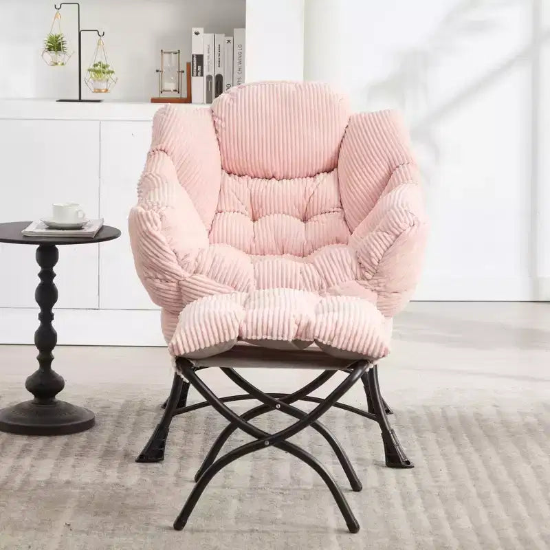Lazy Chair with Ottoman, Modern Lounge Accent Chair with Armrests and a Side Pocket, Leisure Upholstered Sofa Chair Reading Chair with Footrest