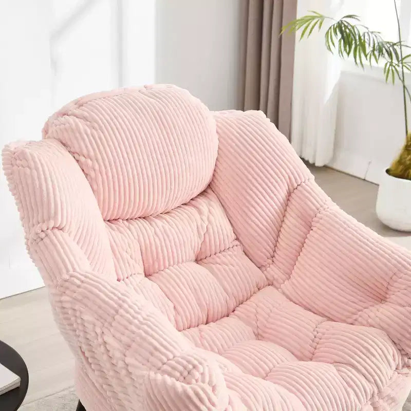 Lazy Chair with Ottoman, Modern Lounge Accent Chair with Armrests and a Side Pocket, Leisure Upholstered Sofa Chair Reading Chair with Footrest