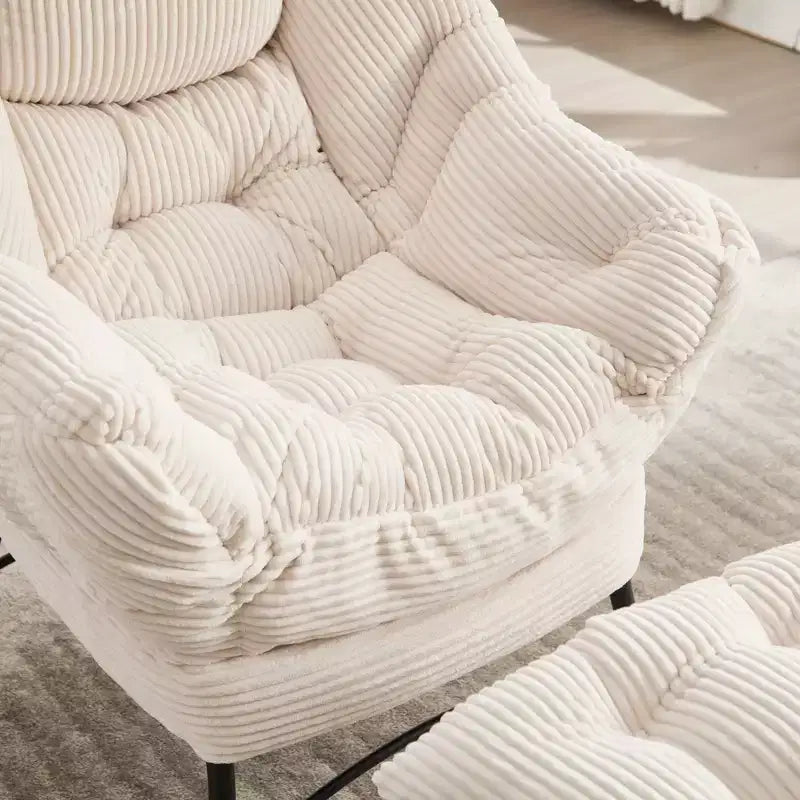 Lazy Chair with Ottoman, Modern Lounge Accent Chair with Armrests and a Side Pocket, Leisure Upholstered Sofa Chair Reading Chair with Footrest