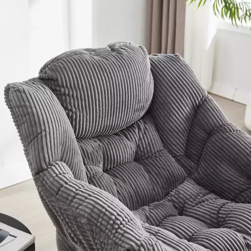 Lazy Chair with Ottoman, Modern Lounge Accent Chair with Armrests and a Side Pocket, Leisure Upholstered Sofa Chair Reading Chair with Footrest