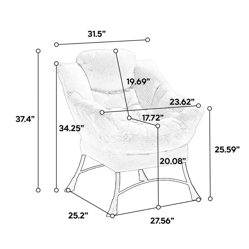 Lazy Chair with Ottoman, Modern Lounge Accent Chair with Armrests and a Side Pocket, Leisure Upholstered Sofa Chair Reading Chair with Footrest