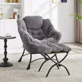 Lazy Chair with Ottoman, Modern Lounge Accent Chair with Armrests and a Side Pocket, Leisure Upholstered Sofa Chair Reading Chair with Footrest