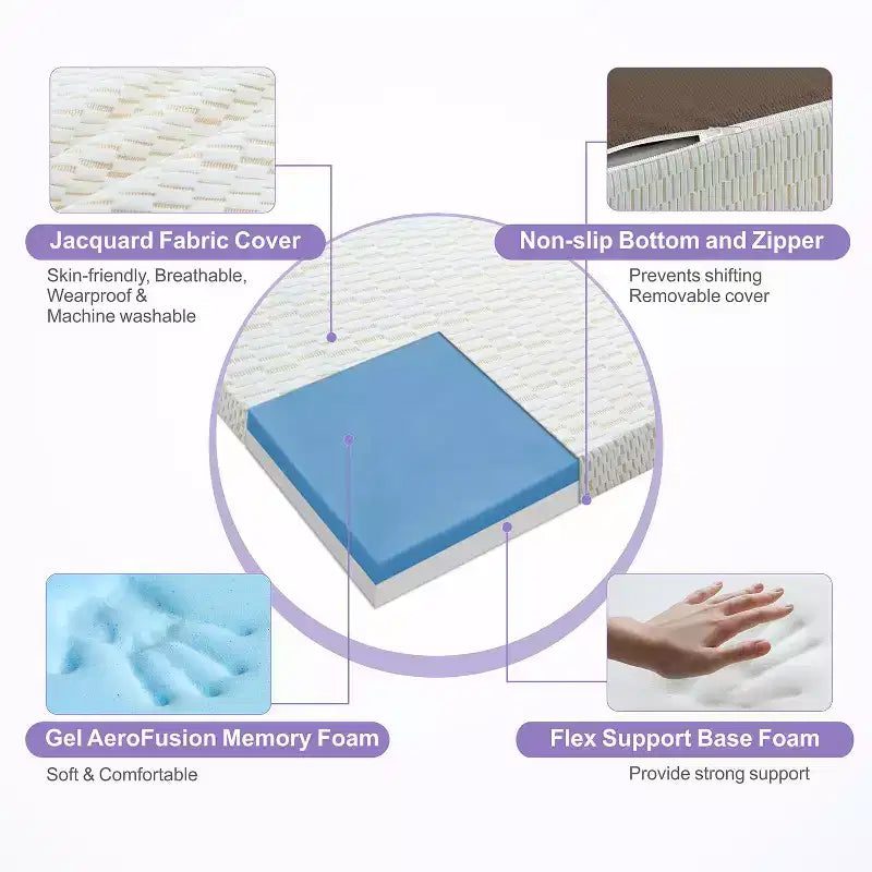 6 3-in-1 Folding Memory Foam Mattress | Dual-Support Foam with Washable Cover for Guest Bed & Murphy Bed