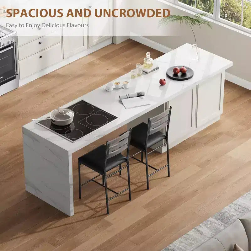 Dining chair set, wooden bar stools with backrest, footrest and thick cushion, suitable for kitchen island.
