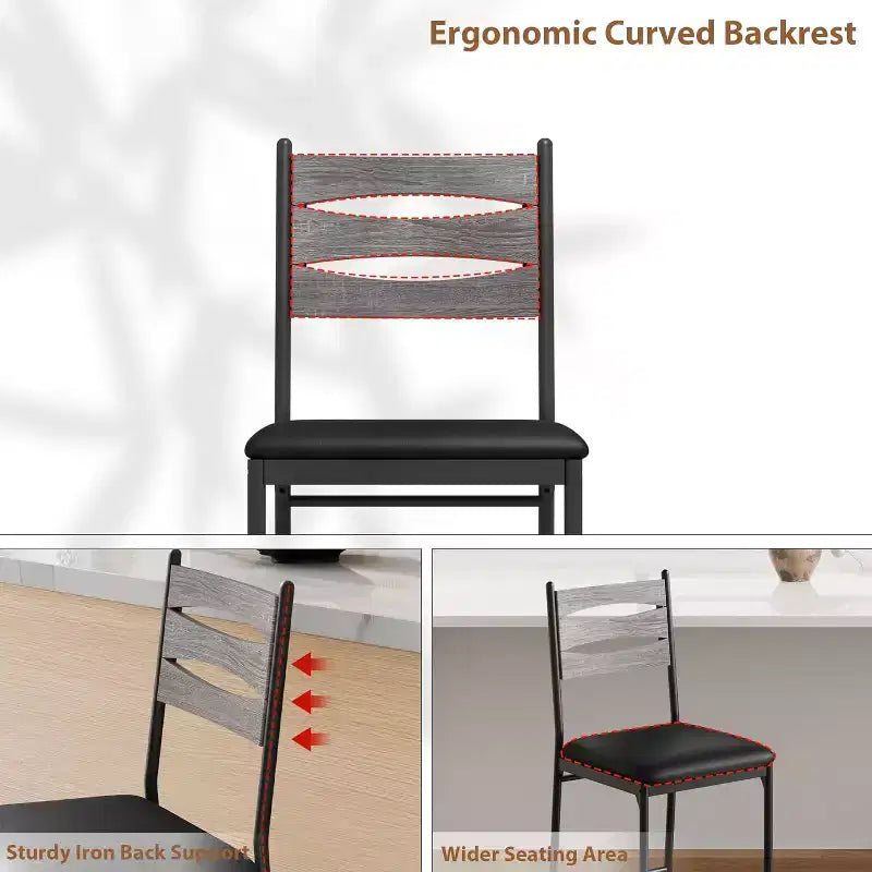 Dining chair set, wooden bar stools with backrest, footrest and thick cushion, suitable for kitchen island.
