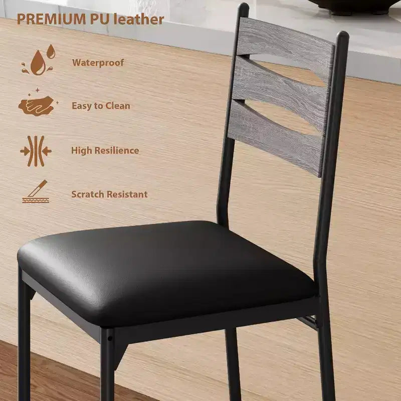 Dining chair set, wooden bar stools with backrest, footrest and thick cushion, suitable for kitchen island.