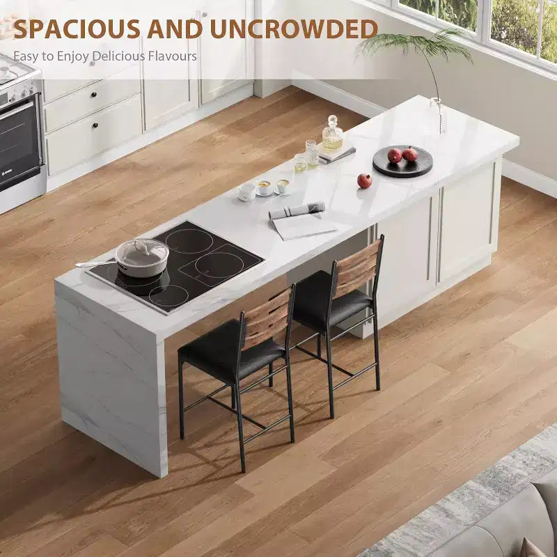 Dining chair set, wooden bar stools with backrest, footrest and thick cushion, suitable for kitchen island.