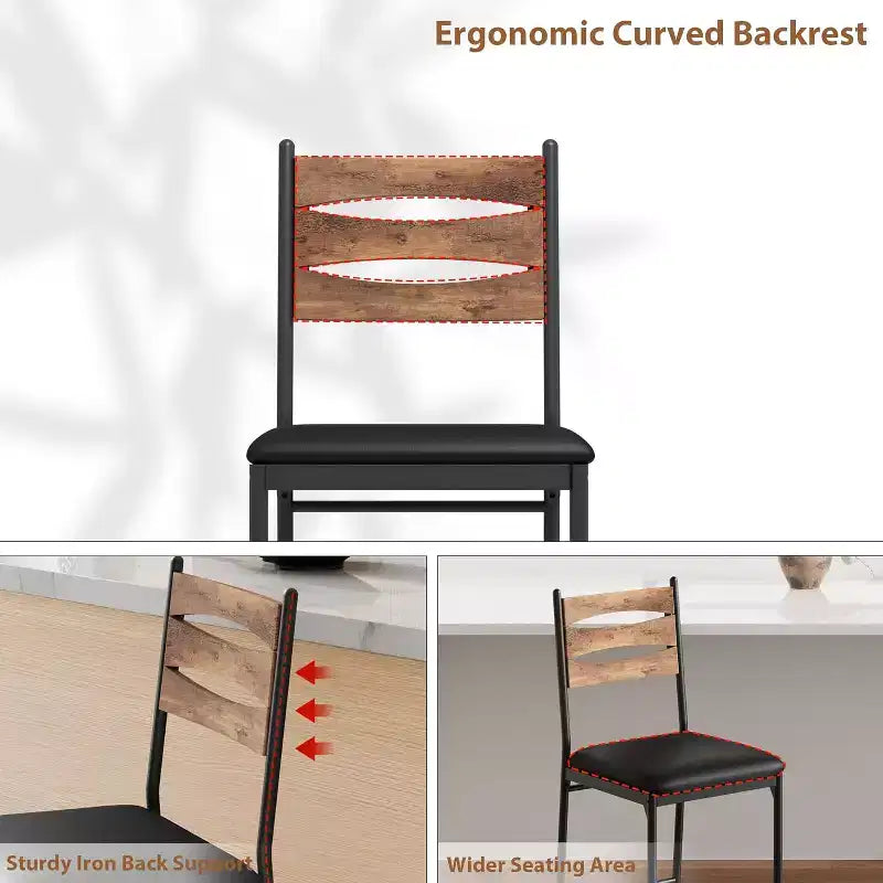 Dining chair set, wooden bar stools with backrest, footrest and thick cushion, suitable for kitchen island.