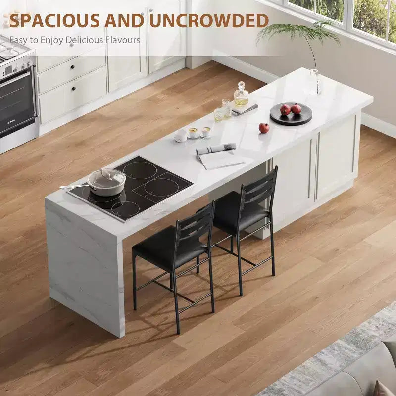 Dining chair set, wooden bar stools with backrest, footrest and thick cushion, suitable for kitchen island.