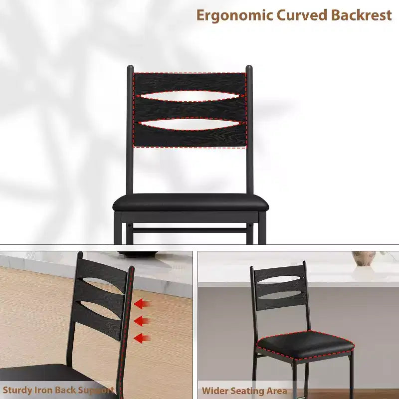 Dining chair set, wooden bar stools with backrest, footrest and thick cushion, suitable for kitchen island.