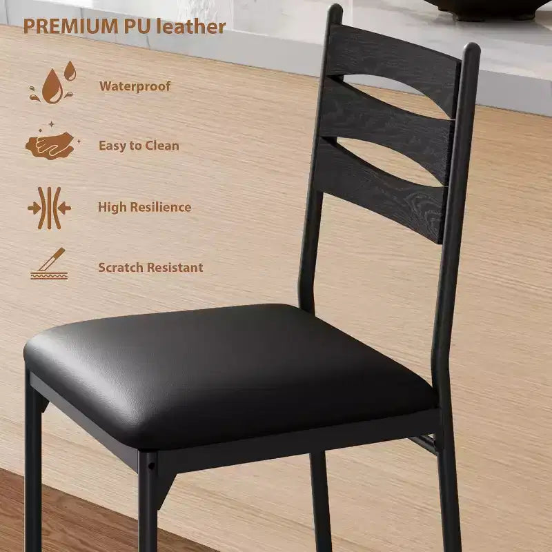 Dining chair set, wooden bar stools with backrest, footrest and thick cushion, suitable for kitchen island.