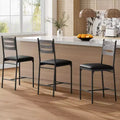 Dining chair set, wooden bar stools with backrest, footrest and thick cushion, suitable for kitchen island.