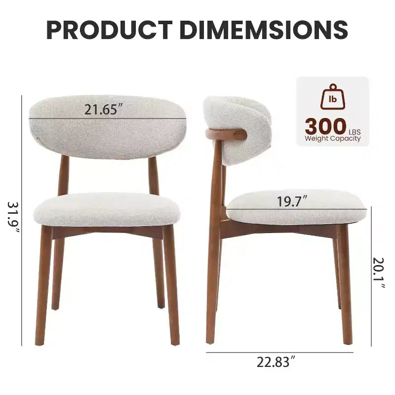 Wooden dining chair set, modern style fabric-upholstered dining chairs, kitchen side chairs, wooden legs, suitable for kitchen and dining room, beige