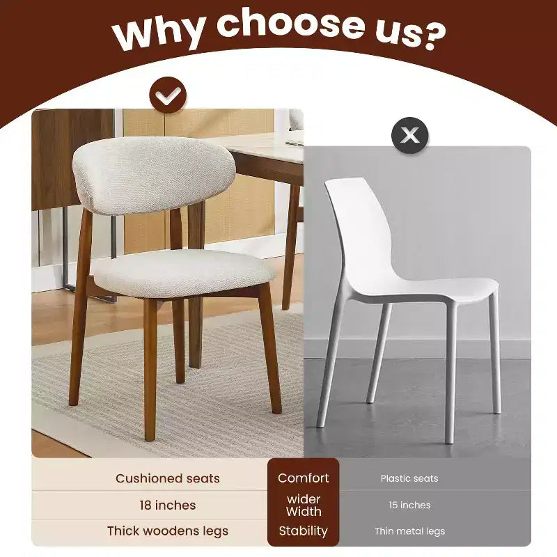 Wooden dining chair set, modern style fabric-upholstered dining chairs, kitchen side chairs, wooden legs, suitable for kitchen and dining room, beige