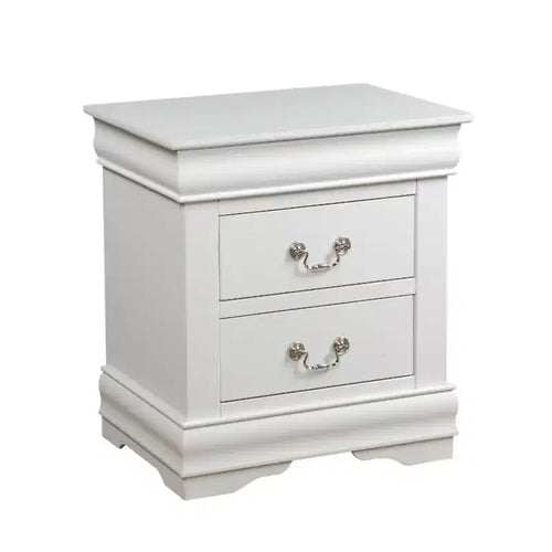 1pc Traditional Classic White Finish 2-Drawers Nightstand Wooden Bedroom Furniture