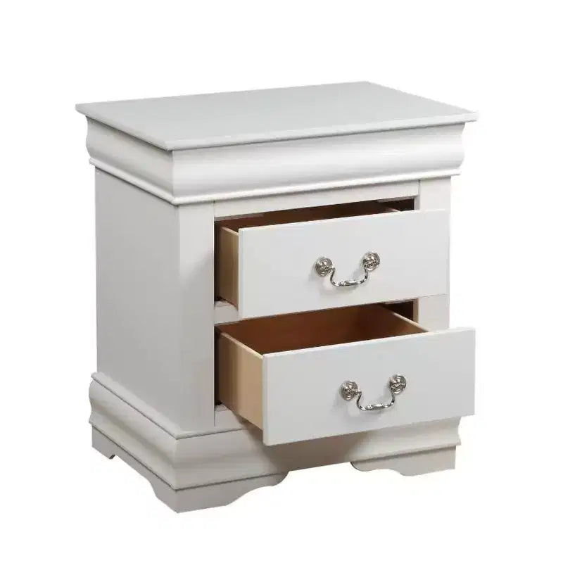1pc Traditional Classic White Finish 2-Drawers Nightstand Wooden Bedroom Furniture