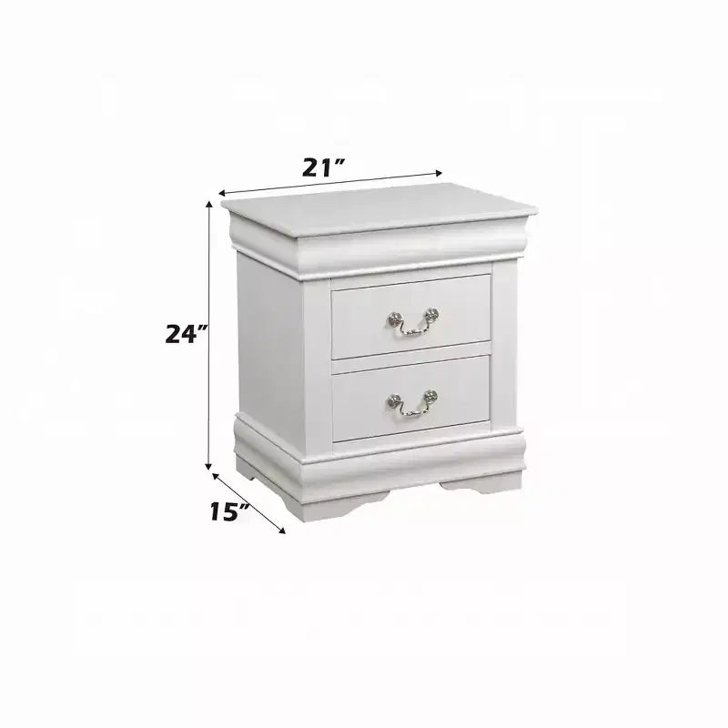 1pc Traditional Classic White Finish 2-Drawers Nightstand Wooden Bedroom Furniture