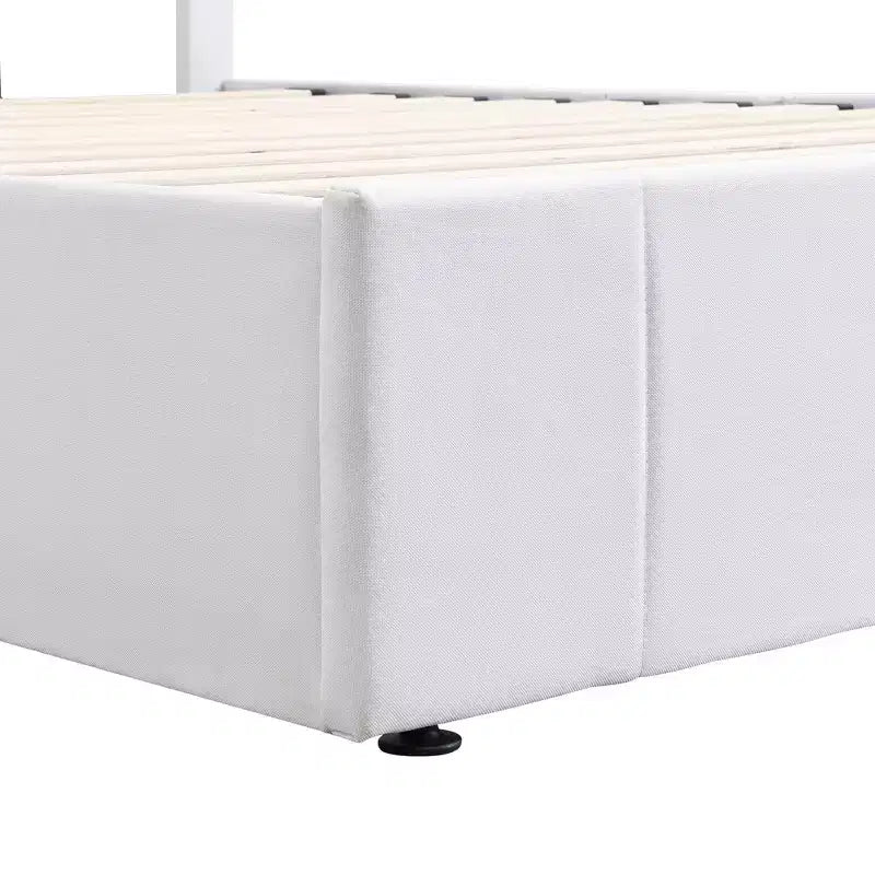 Full/Queen Platform Bed with Hydraulic Storage System, Linen Upholstered Wooden Bed Frame for Bedroom