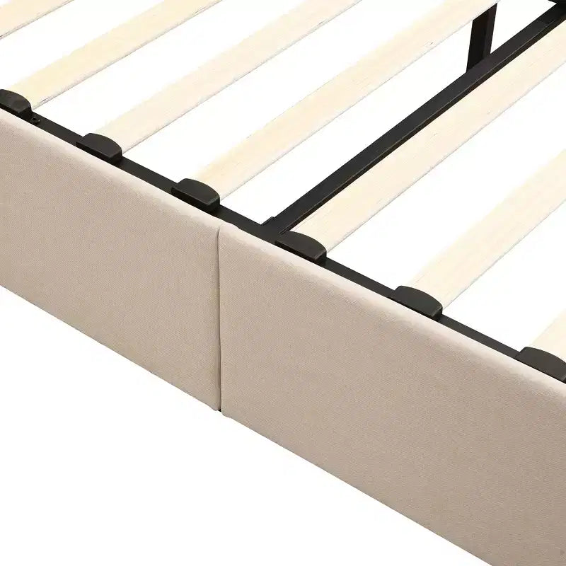 Full/Queen Platform Bed with Hydraulic Storage System, Linen Upholstered Wooden Bed Frame for Bedroom