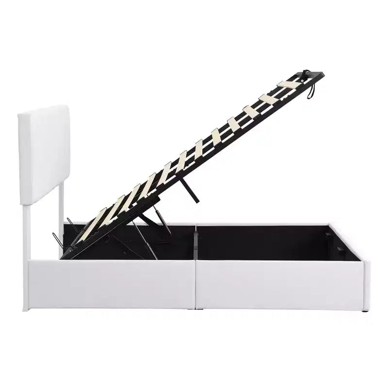 Full/Queen Platform Bed with Hydraulic Storage System, Linen Upholstered Wooden Bed Frame for Bedroom
