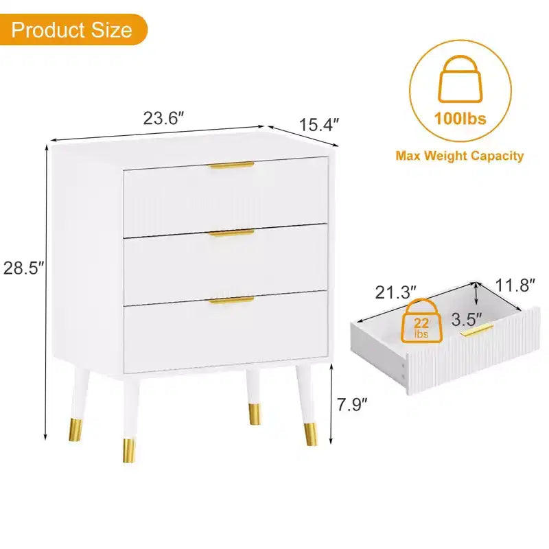 3 Drawer Dresser for Bedroom, Organizer Unit,Modern Closet Dressers Chest of Drawers