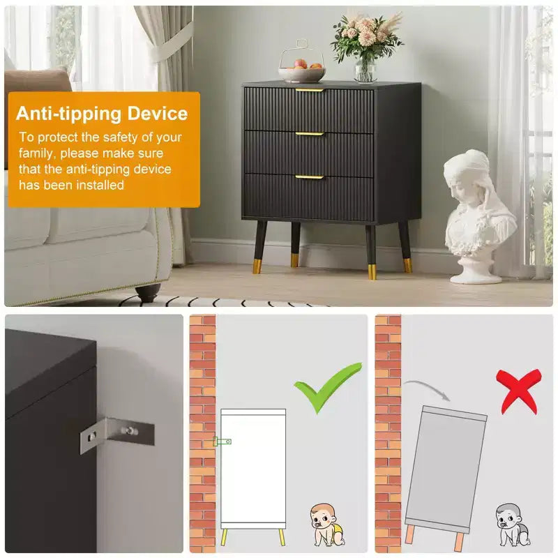 3 Drawer Dresser for Bedroom, Organizer Unit,Modern Closet Dressers Chest of Drawers