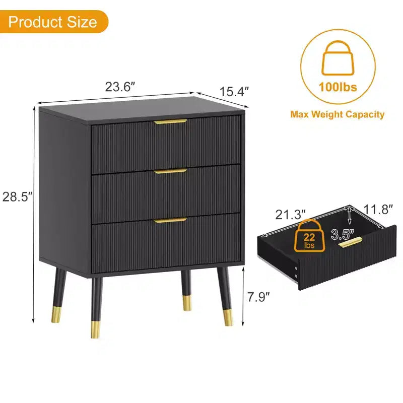 3 Drawer Dresser for Bedroom, Organizer Unit,Modern Closet Dressers Chest of Drawers