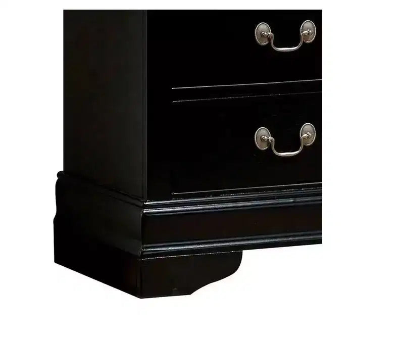 1pc Nightstand Black Louis Philippe Solid wood English Dovetail Construction Antique Nickle Hanging Pulls