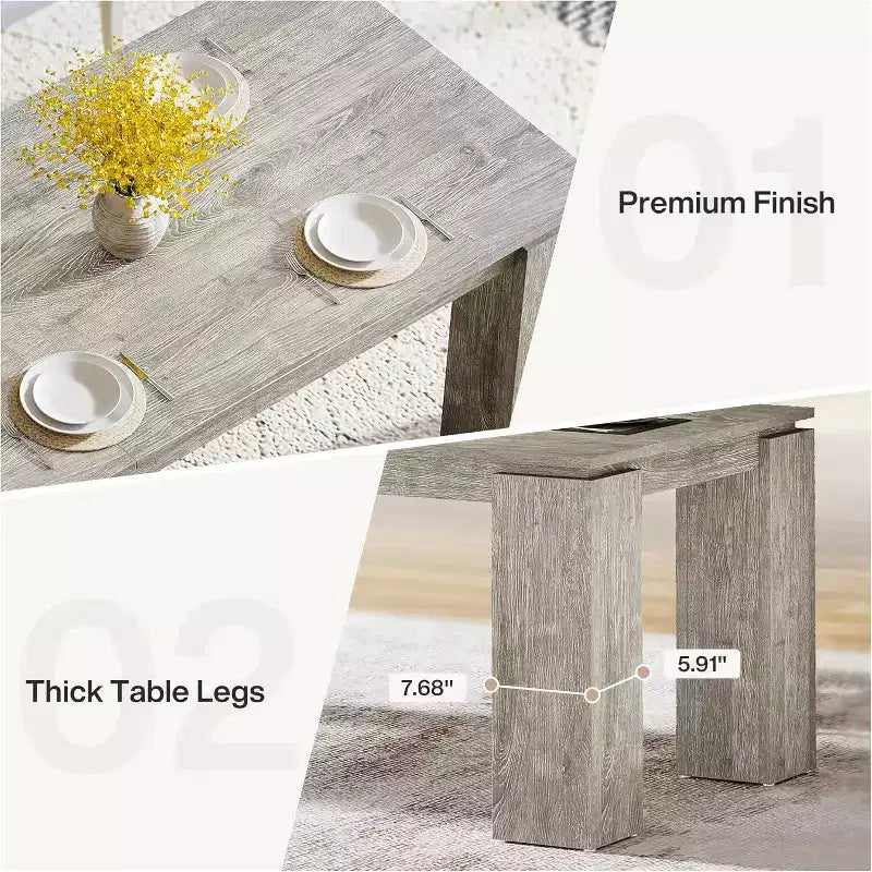 86-Inch Large Dining Table for 8 People, Wood Kitchen Table with Thicken Legs for Dining Room, Restaurants
