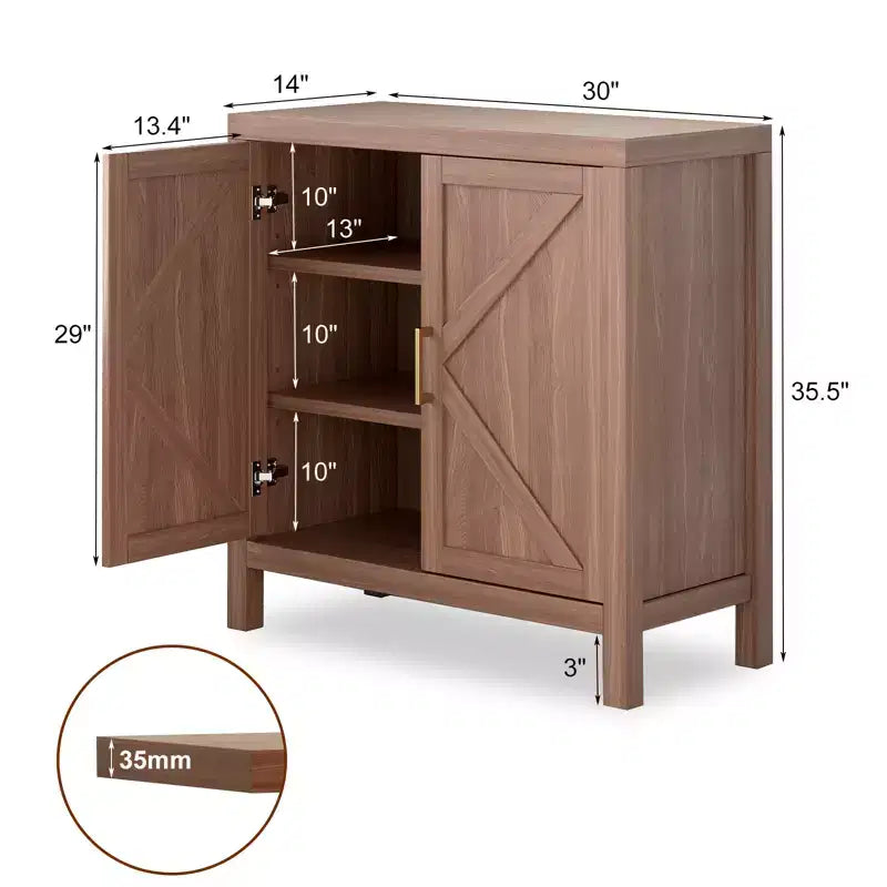 30 Inch Storage Cabinet, Wooden Door Sideboard Buffet Cabinet with Adjustable Shelves, Rustic Entryway Cabinet for Kitchen, Bedroom, Living Room