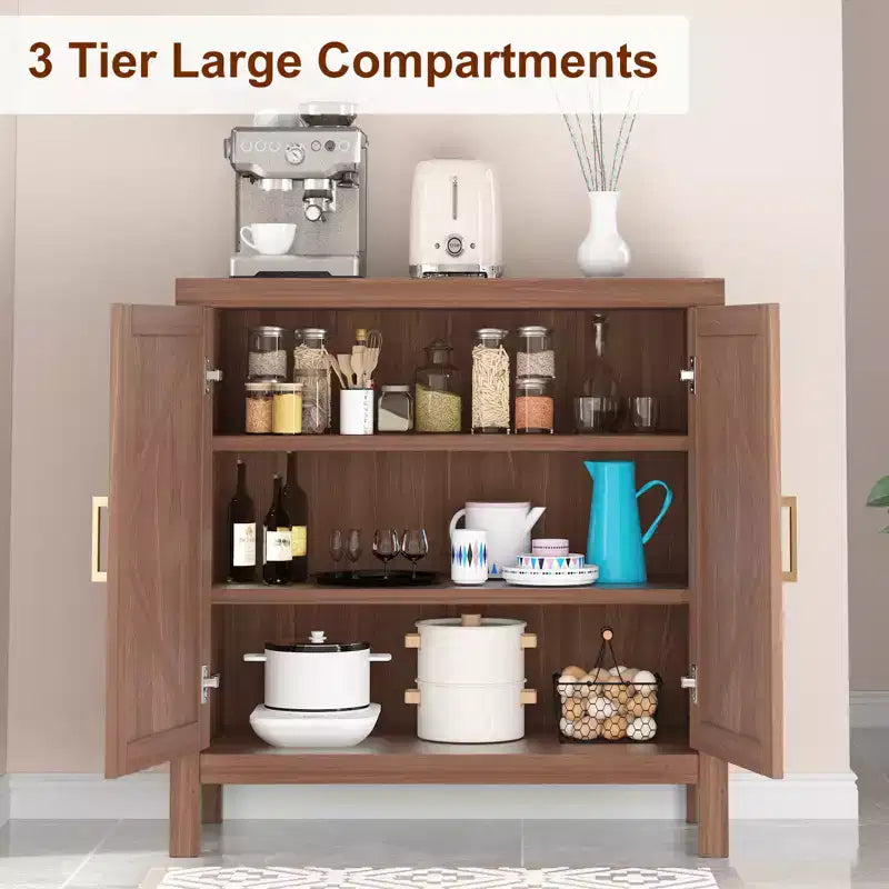 30 Inch Storage Cabinet, Wooden Door Sideboard Buffet Cabinet with Adjustable Shelves, Rustic Entryway Cabinet for Kitchen, Bedroom, Living Room